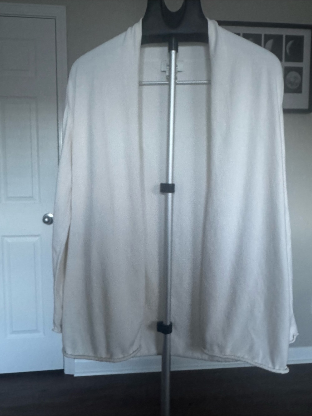 Neiman Marcus Cream Open-Front Cardigan